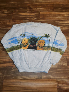 L - Vintage Rare Nature Dog Lab Retriever Wrap Around Sweatshirt