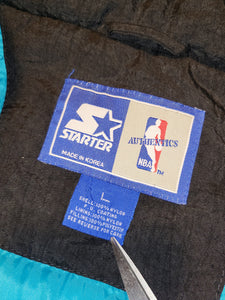 L/XL - Vintage Rare NBA Charolette Hornets Starter Pullover Front Pocket Jacket