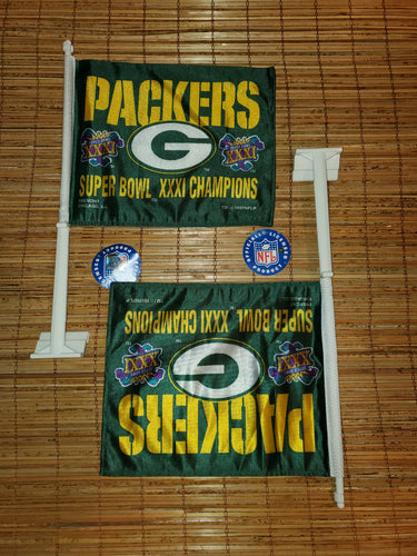 Vintage 1997 Packers Championship Superbowl XXXI Car Window Flag Bundle