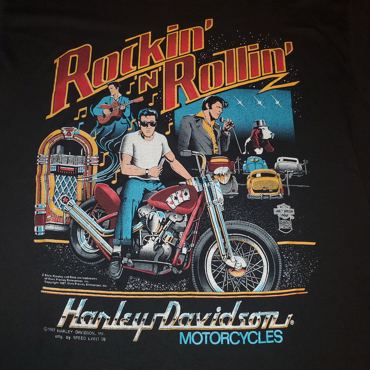 L - Vintage RARE 1987 Harley Davidson Elvis Presley Promo Shirt 