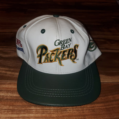 Vintage Green Bay Packers White Leather Hat