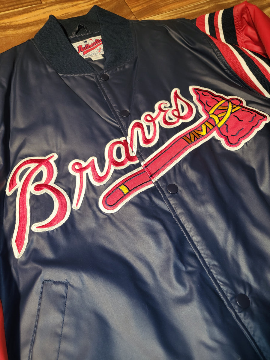 Vintage Atlanta Braves Satin Bomber Jacket Majestic Cooperstown Collection  XL 