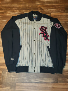 XL - Vintage Rare White Sox MLB Pinstripe Sports Jacket