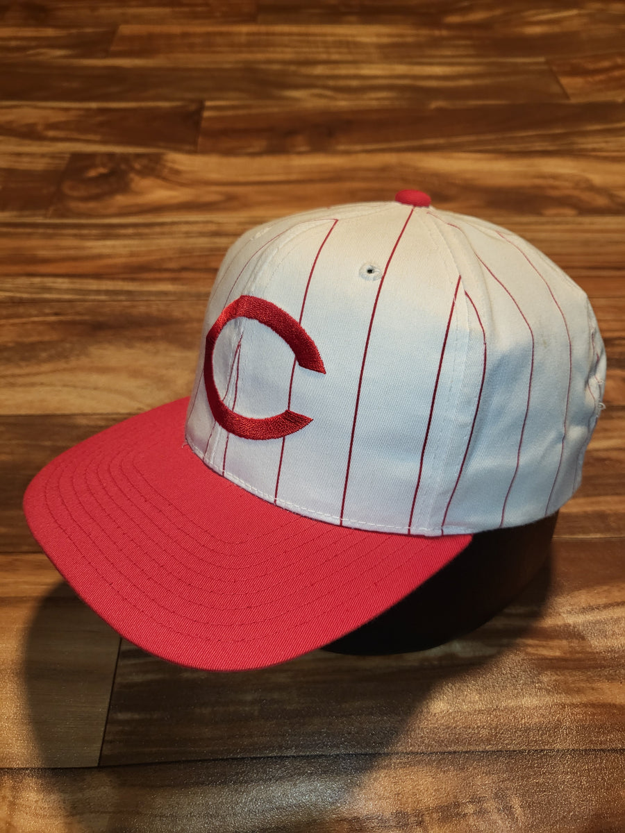 VTG CINCINNATI REDS Snapback Hat Pillbox STriped Baseball MLB