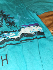 L - Vintage 1990 Newport Beach Sailing Nature Wrap Around Shirt