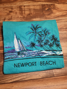 L - Vintage 1990 Newport Beach Sailing Nature Wrap Around Shirt