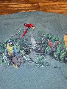 L - Vintage 1990s Rainforest Cafe Wrap Around Parrot Bird Nature Shirt
