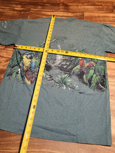 L - Vintage 1990s Rainforest Cafe Wrap Around Parrot Bird Nature Shirt