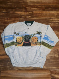 L - Vintage Rare Nature Dog Lab Retriever Wrap Around Sweatshirt