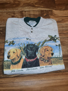L - Vintage Rare Nature Dog Lab Retriever Wrap Around Sweatshirt