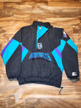 Load image into Gallery viewer, L/XL - Vintage Rare NBA Charolette Hornets Starter Pullover Front Pocket Jacket