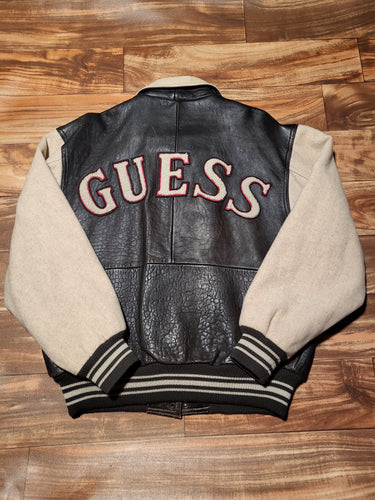 M - Vintage Rare GUESS Leather Wool Jacket