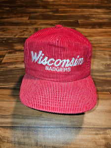 Vintage Rare Wisconsin Badgers Sports Specialties Corduroy NCAA Script Zipperback Hat