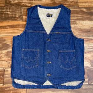 L - Vintage Wrangler Sherpa Lined Denim Vest