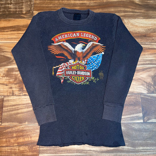 XS/S - Vintage 1980s Harley Davidson American Legend 3D Emblem Shirt