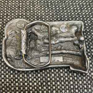 Vintage 1984 Wisconsin Brass Belt Buckle