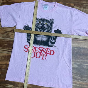 M - Vintage Stressed Out Cat Shirt