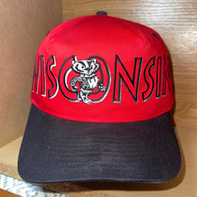 Load image into Gallery viewer, Vintage Wisconsin Badgers Spellout Snapback Hat