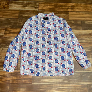 L - Vintage 1970s PBR Pabst Blue Ribbon Button Shirt