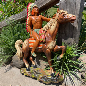 Vintage 1962 Universal Statuary Corp Chicago Native American Indian Chief Horse Statue