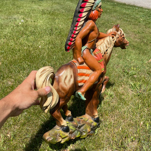 Vintage 1962 Universal Statuary Corp Chicago Native American Indian Chief Horse Statue