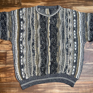 XL - Vintage Coogi Style Knit 3D Textured Sweater