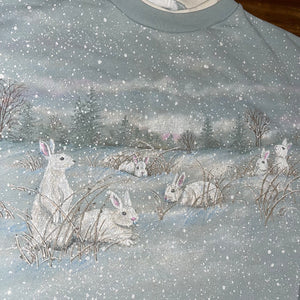 Women’s L - Bunny Rabbit All Over Print Sweater