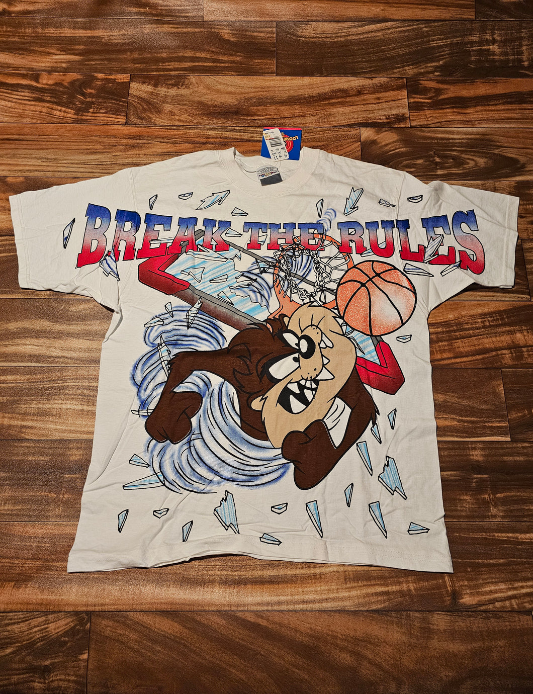 L - NEW Vintage 1995 Taz Looney Tunes Break The Rules Shirt