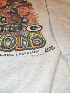 L - Vintage Green Bay Packers Super Bowl XXXI Caricature Sweatshirt