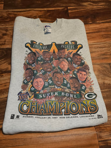 L - Vintage Green Bay Packers Super Bowl XXXI Caricature Sweatshirt