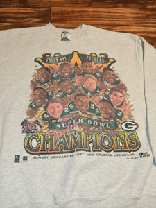 L - Vintage Green Bay Packers Super Bowl XXXI Caricature Sweatshirt