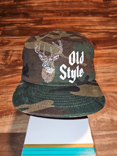 Vintage Old Style Beer Corduroy Deer Buck Hat