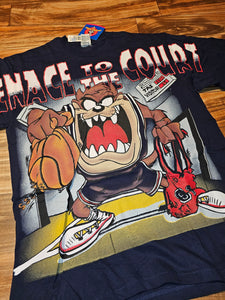 L - NEW Vintage 1995 Taz Looney Tunes Menace To The Court Shirt