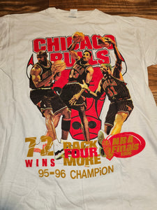 L - NEW Vintage Rare 1996 Chicago Bulls Champion 72 Wins Shirt