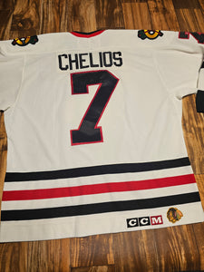 L - Vintage Chris Chelios Chicago Blackhawks NHL Stitched Jersey