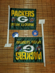 Vintage 1997 Packers Championship Superbowl XXXI Car Window Flag Bundle