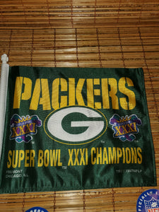 Vintage 1997 Packers Championship Superbowl XXXI Car Window Flag Bundle