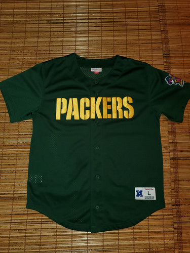 L - Mitchell & Ness Packers Super Bowl Button Up Jersey