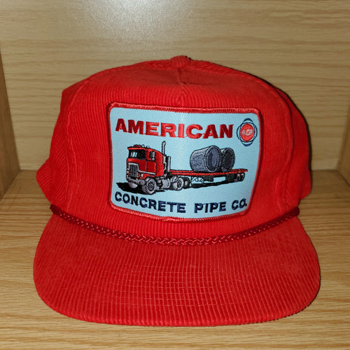 Vintage American Pipe Concrete Co Corduroy Hat