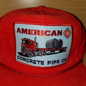 Vintage American Pipe Concrete Co Corduroy Hat