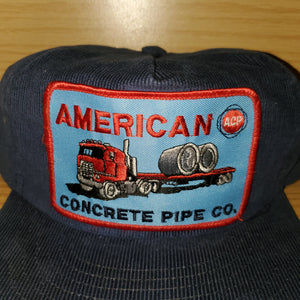 Vintage American Concrete Pipe Co Corduroy Hat