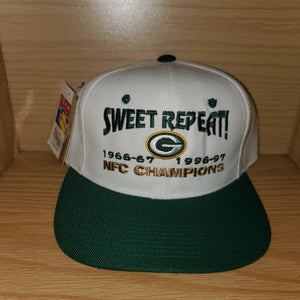 NEW Vintage 1990s Green Bay Packers NFC Champions Sweet Repeat Hat
