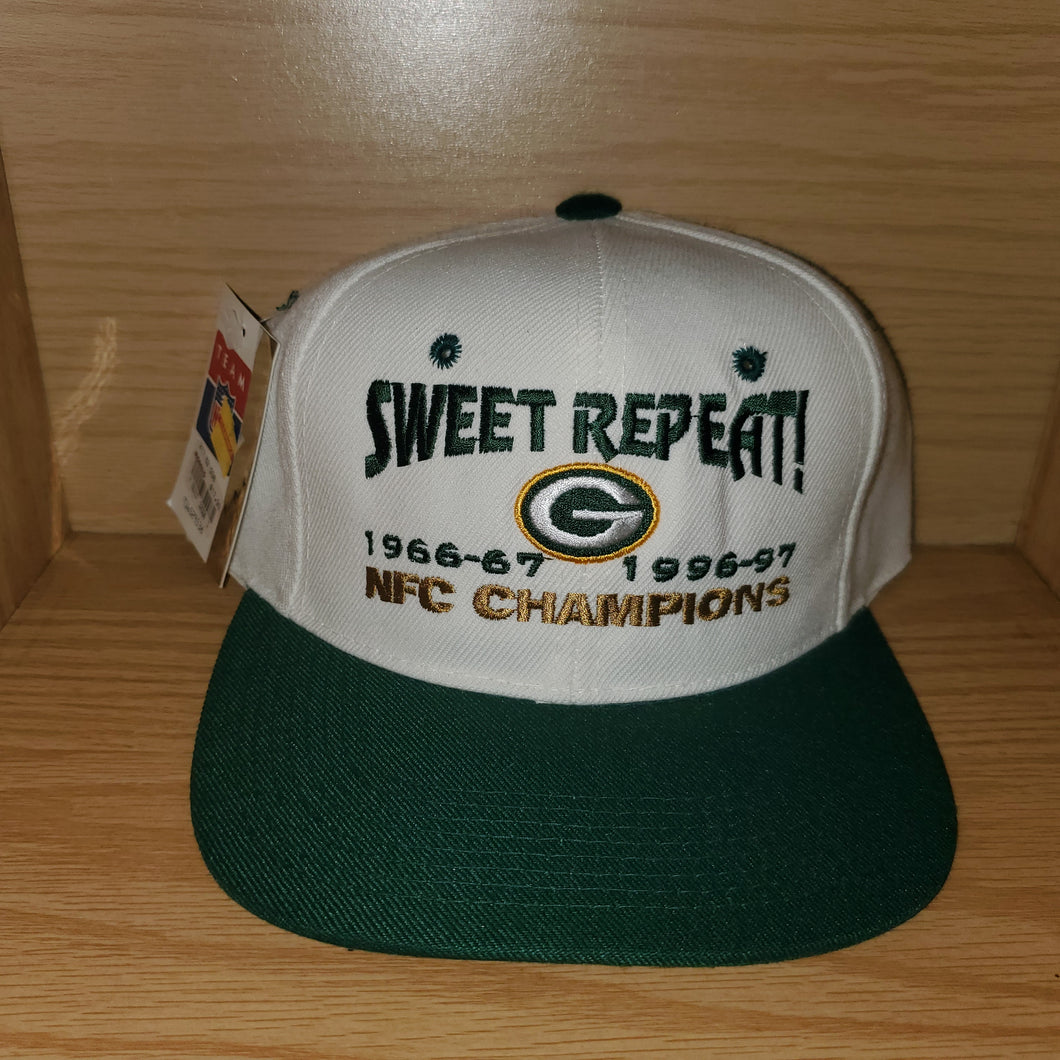 NEW Vintage 1990s Green Bay Packers NFC Champions Sweet Repeat Hat