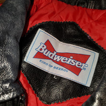 Load image into Gallery viewer, L/XL - Vintage Leather Budweiser Nascar Jacket (Zipper needs fixing)