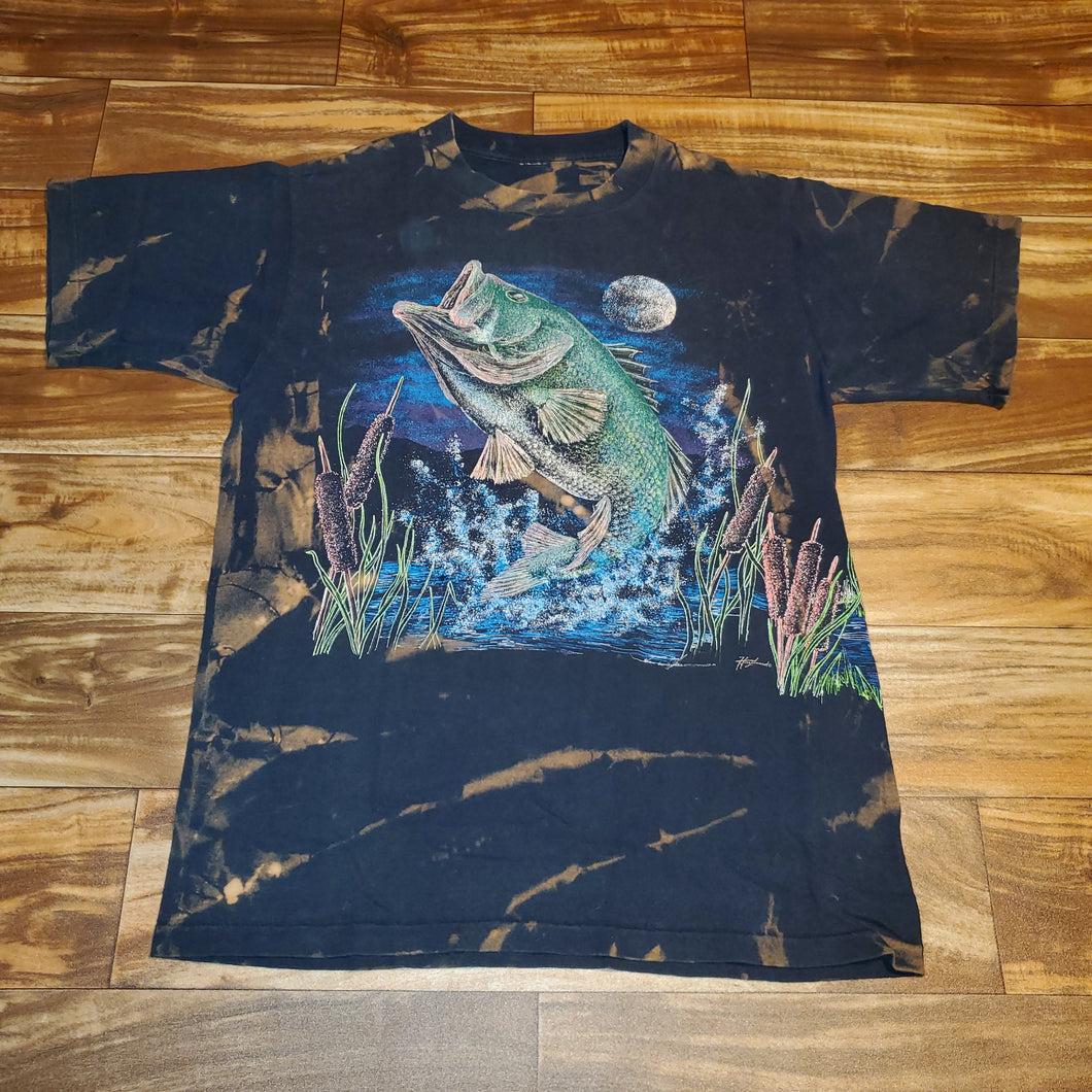 M/L - Vintage Nature Bass Fish Wrap Around Print Shirt