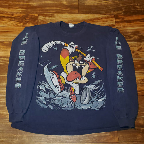 XL - Vintage 1990 Looney Tunes Taz Ice Breaker Hockey Shirt