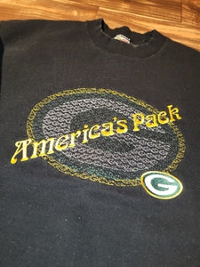 L - Vintage Green Bay Packers America's Pack Crewneck