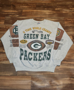 L/XL - Vintage RARE Green Bay Packers 1966 Super Bowl 11 Time World Champs Crewneck