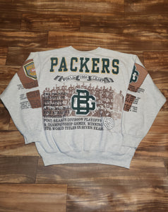 L/XL - Vintage RARE Green Bay Packers 1966 Super Bowl 11 Time World Champs Crewneck