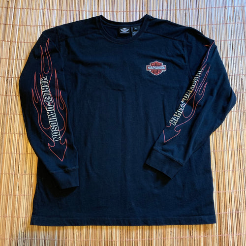 XL - Harley Davidson Flaming Embroidered Shirt
